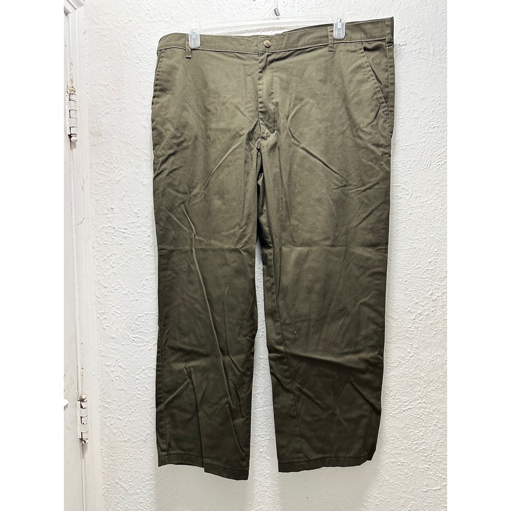 Mens Haband Olive Green Flat Front Casual Chino Pants Size 40X29